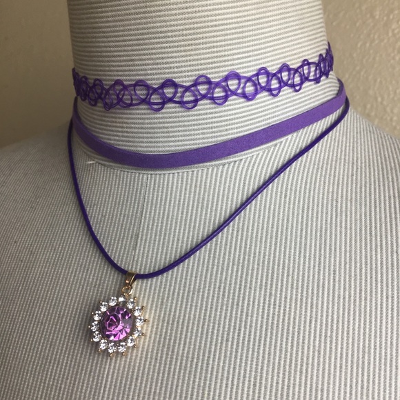 New multi layer choker with gemstone necklace - Picture 3 of 4